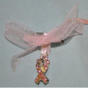 3 for $24 - pink rhinestone crystal breast cancer ribbon pin brooch (2111)